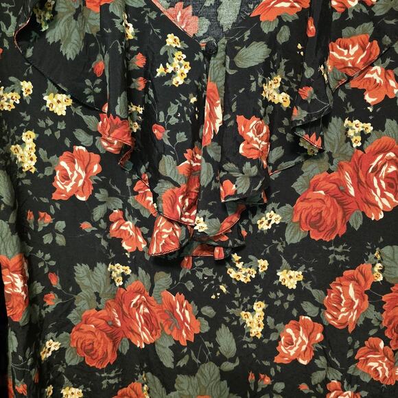 VGT Campagnie Internationale Express Womens Whimsical Top Bishop Sleeve L Floral - Picture 7 of 10